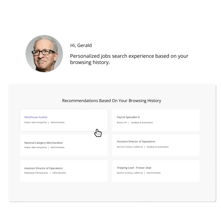 Example of real-time recommendations available to users within Phenom's AI-powered platform