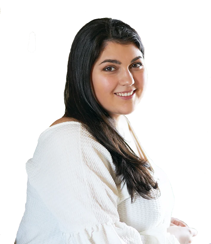 Young woman with dark hair smiling