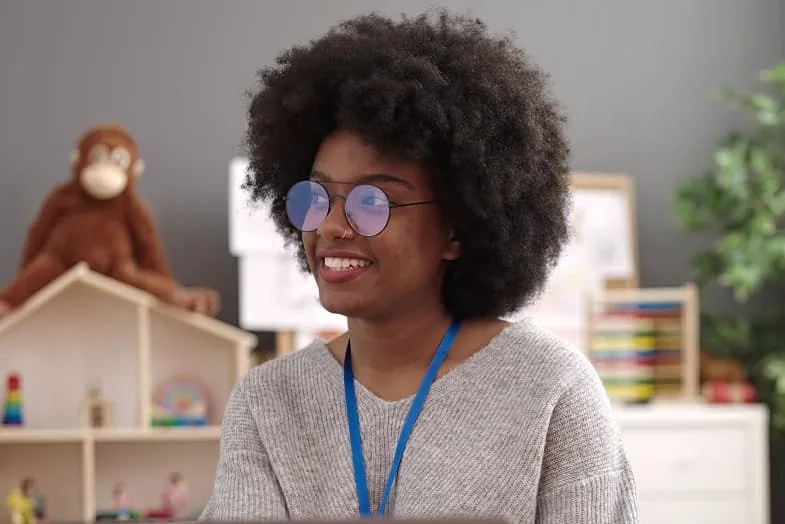 young female teacher smiling