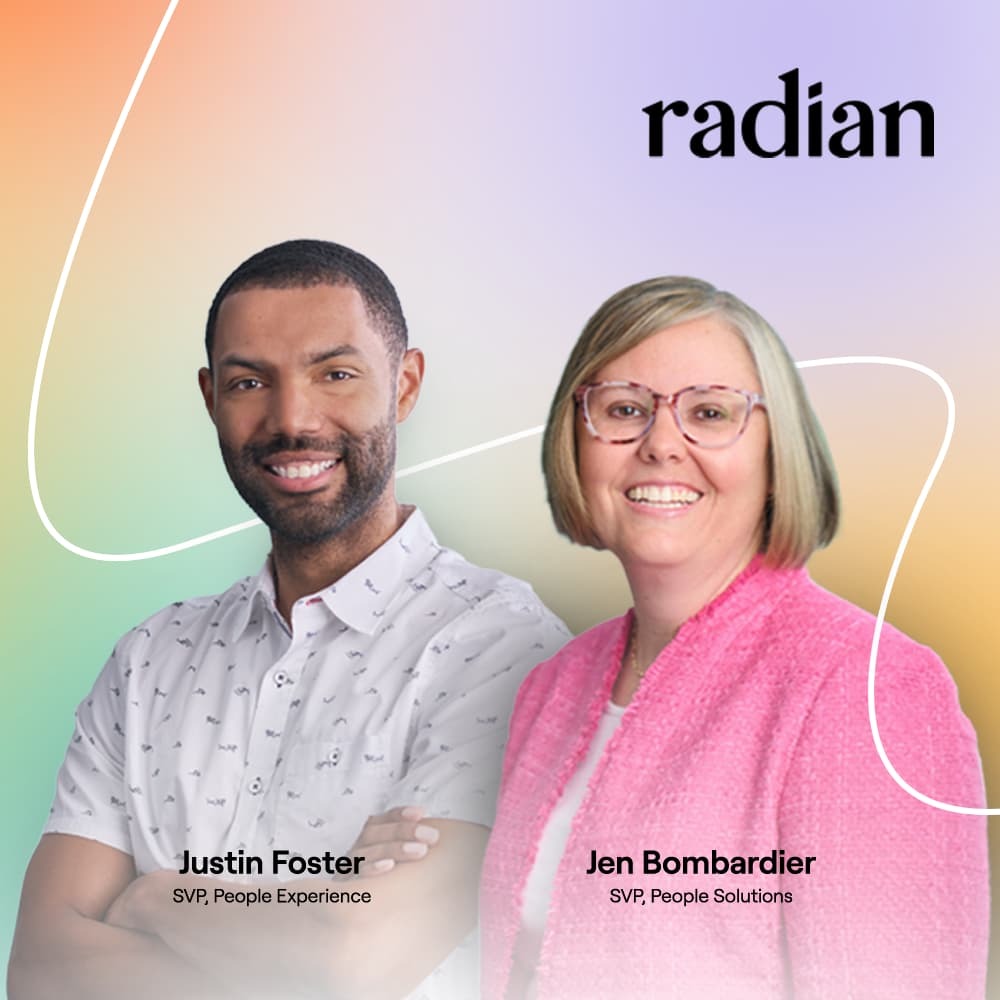 Justin Foster and Jen Bombardier headshots on gradient background with thread with Radian logo