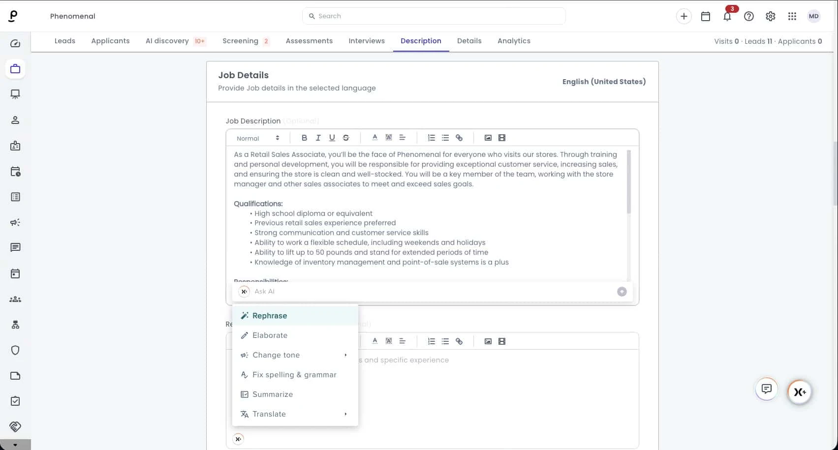 job details