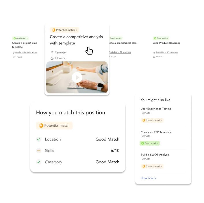 Example of intelligent matching capabilities within Phenom's Talent Experience Management platform on a transparent background