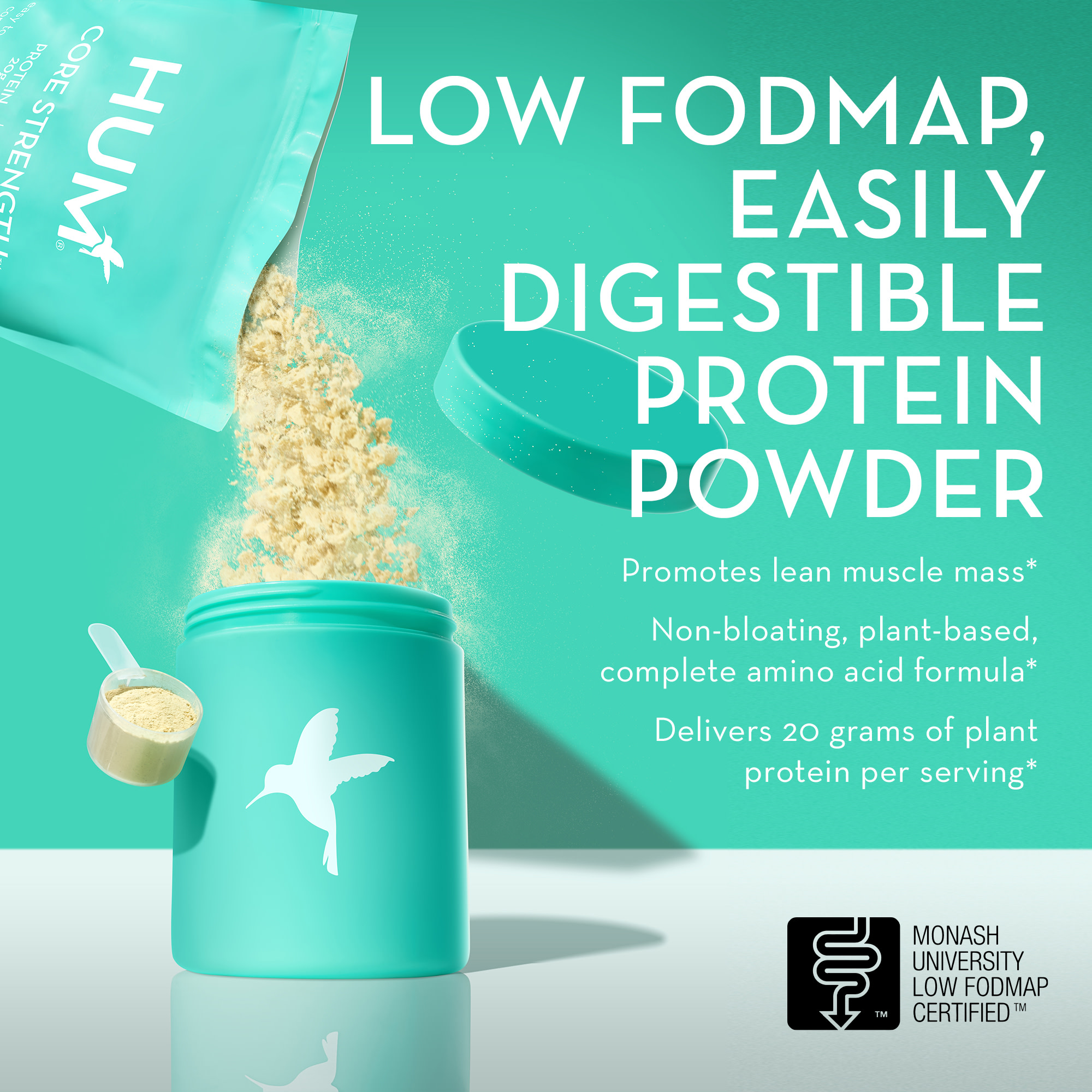 Core Strength Vegan, LowFODMAP Protein Powder HUM Nutrition