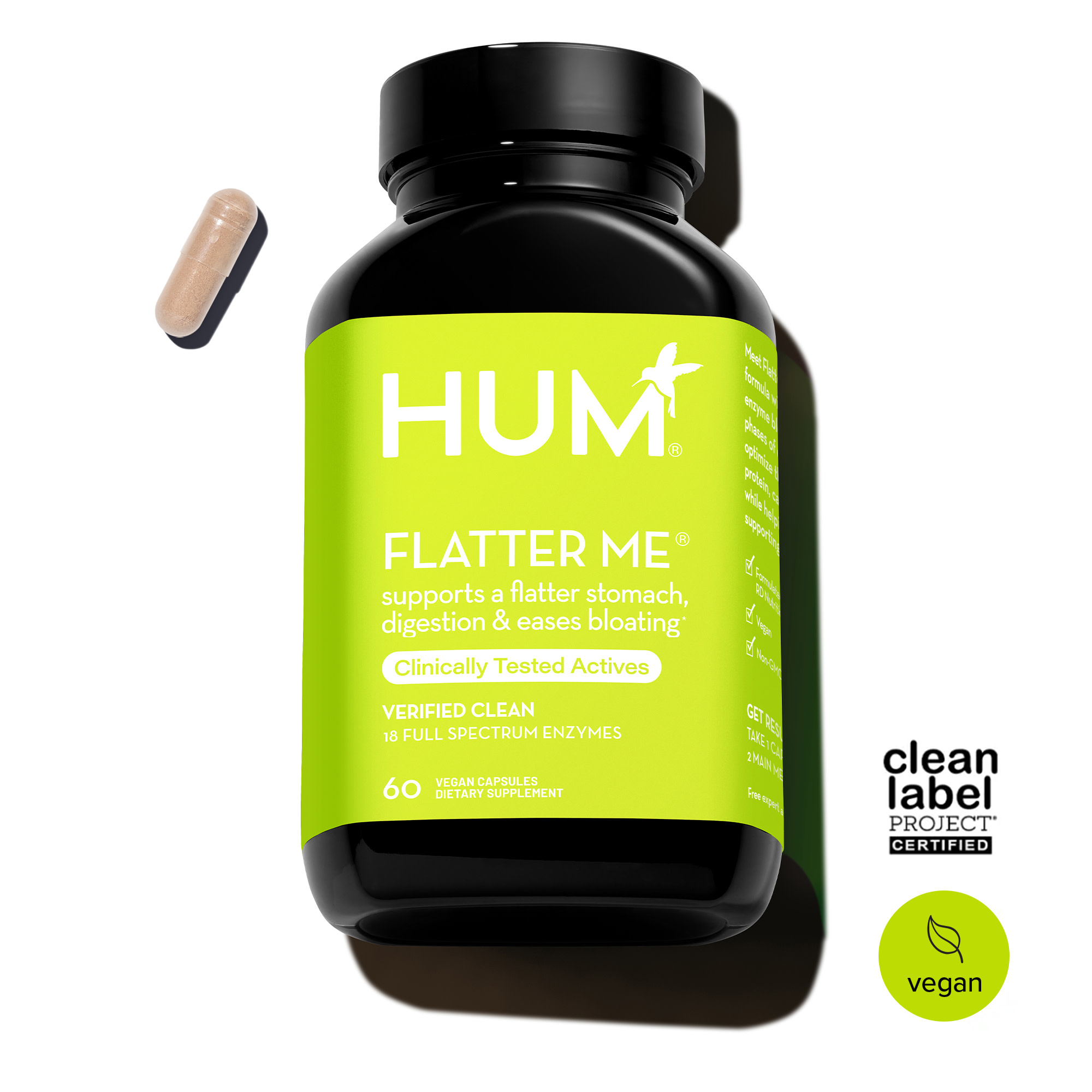 Flatter Me Best Bloat Relief Supplement with Digestive Enzymes HUM