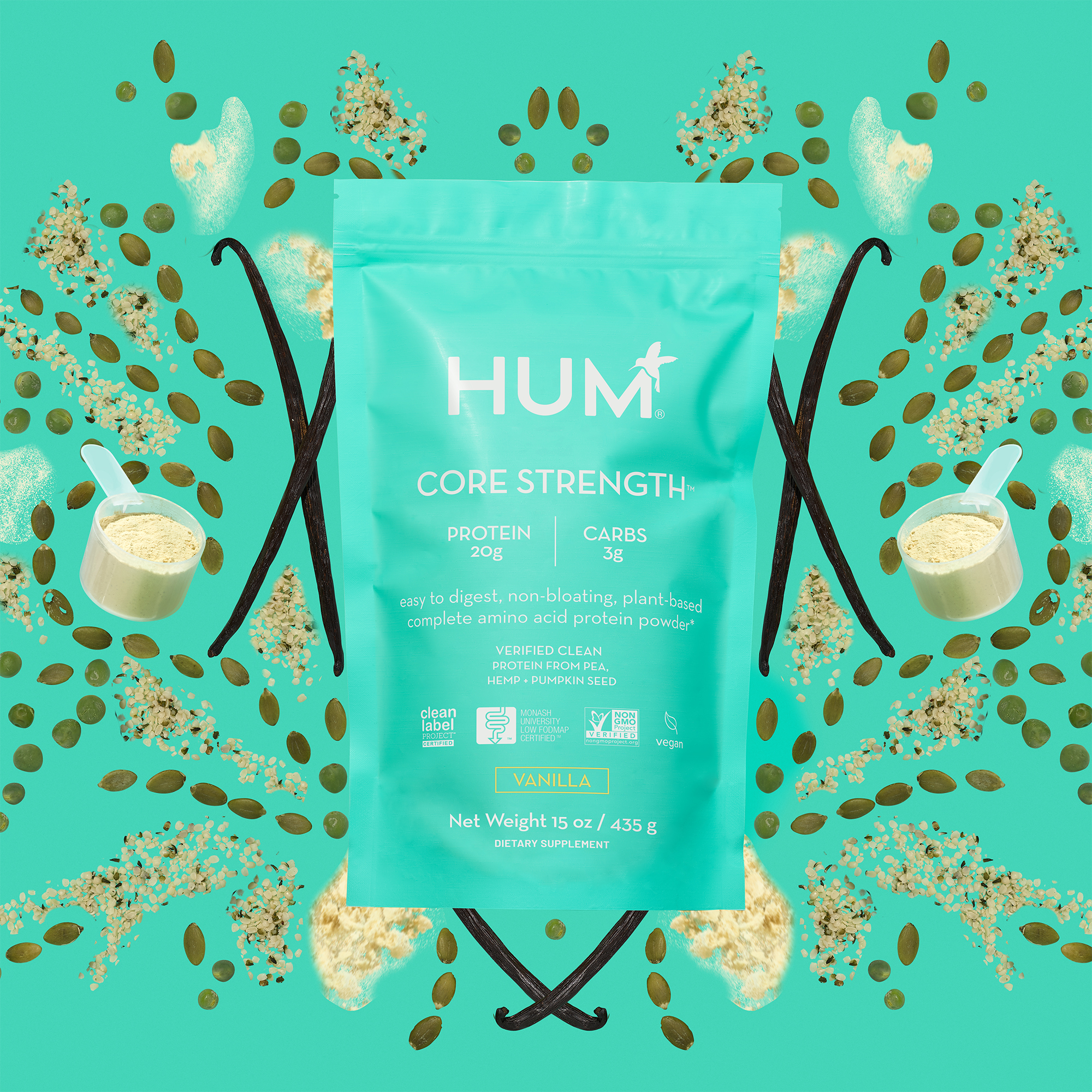 Core Strength Vegan, LowFODMAP Protein Powder HUM Nutrition