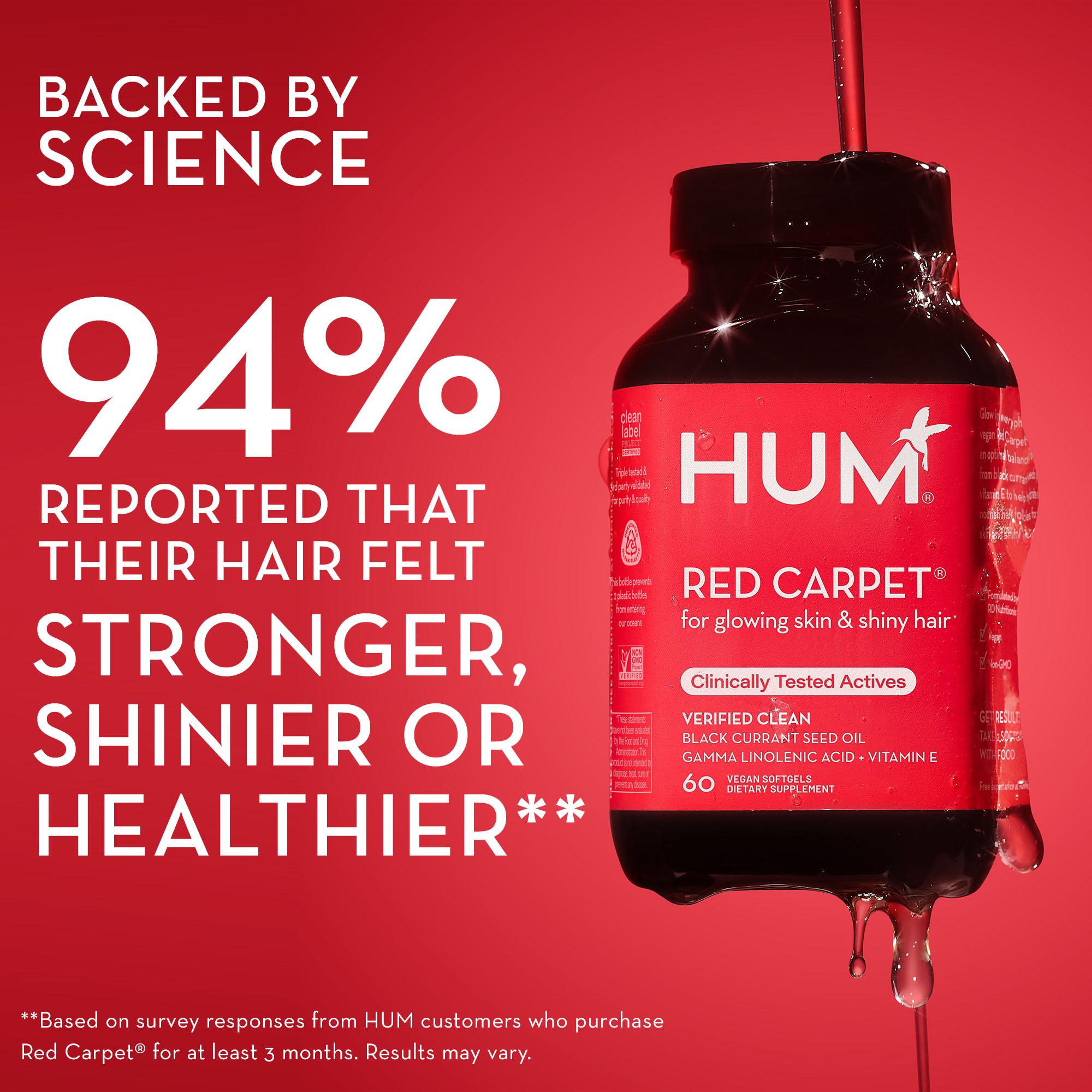 Red Carpet Vitamins For Glowing Skin + Hair HUM Nutrition