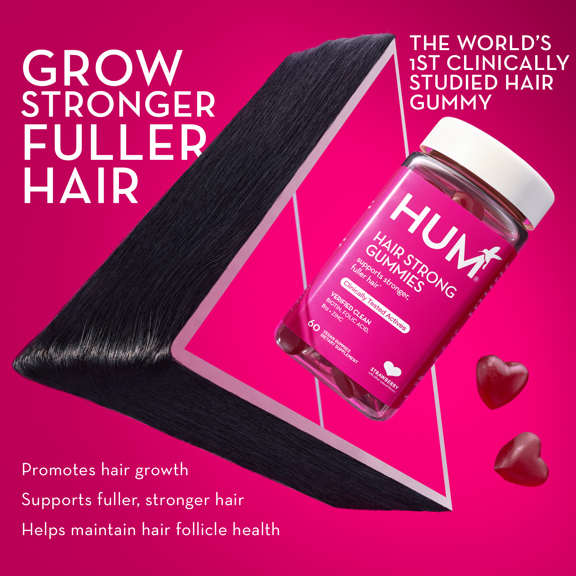 Hair Strong Best Hair Growth Gummy Vitamin For Women HUM Nutrition   HS Benefits Revised 