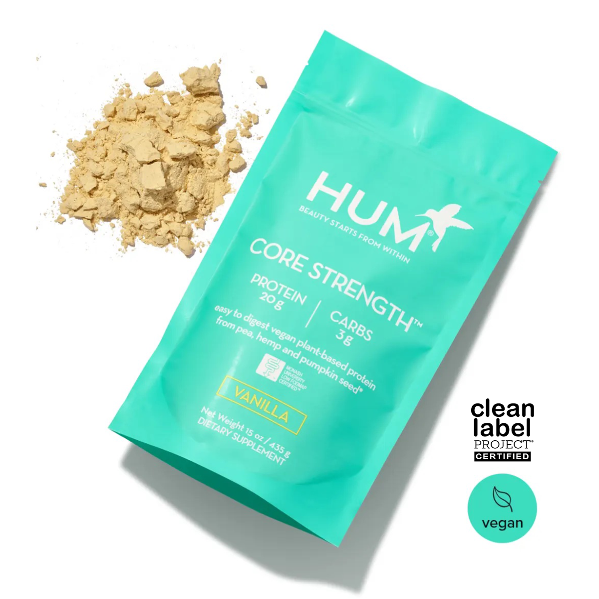 Core Strength Vegan, LowFODMAP Protein Powder HUM Nutrition