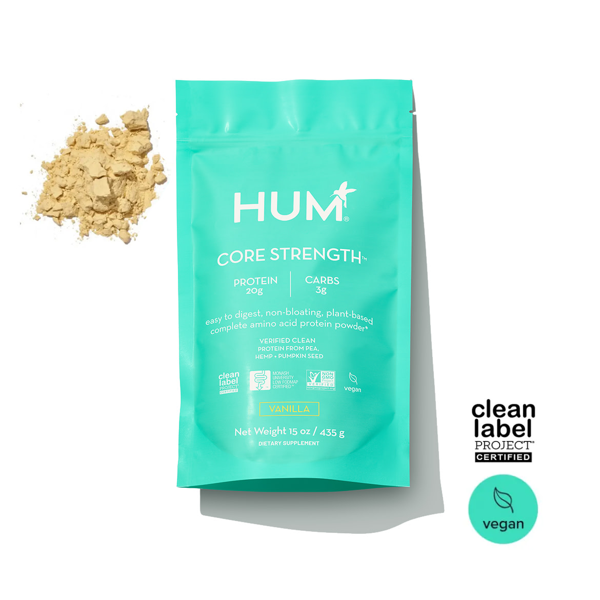 Core Strength Vegan, LowFODMAP Protein Powder HUM Nutrition