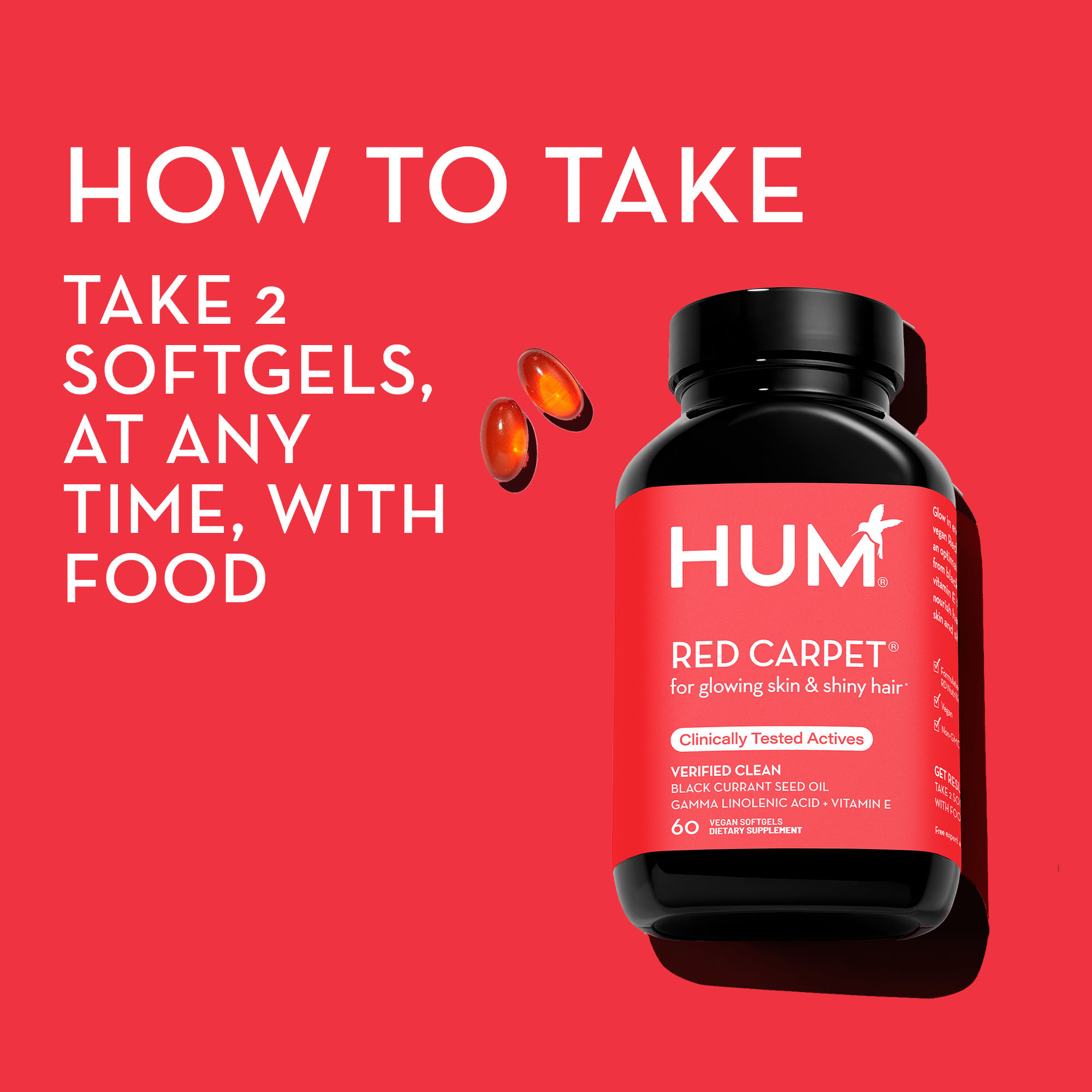 Red Carpet Vitamins For Glowing Skin + Hair HUM Nutrition