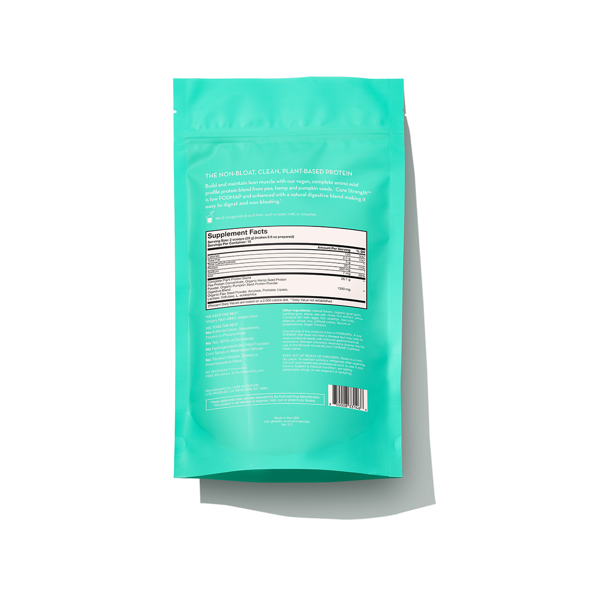 Core Strength Vegan, LowFODMAP Protein Powder HUM Nutrition