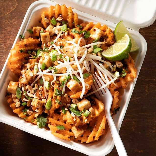 Savory Battered Lattice Cut Fries, Skin On