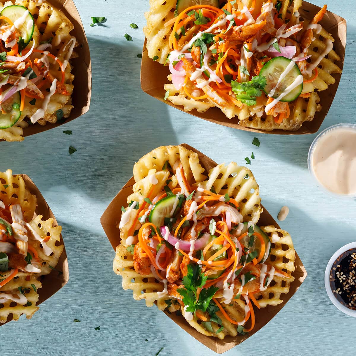 Clear Coated Lattice Cut Fries, Skin On