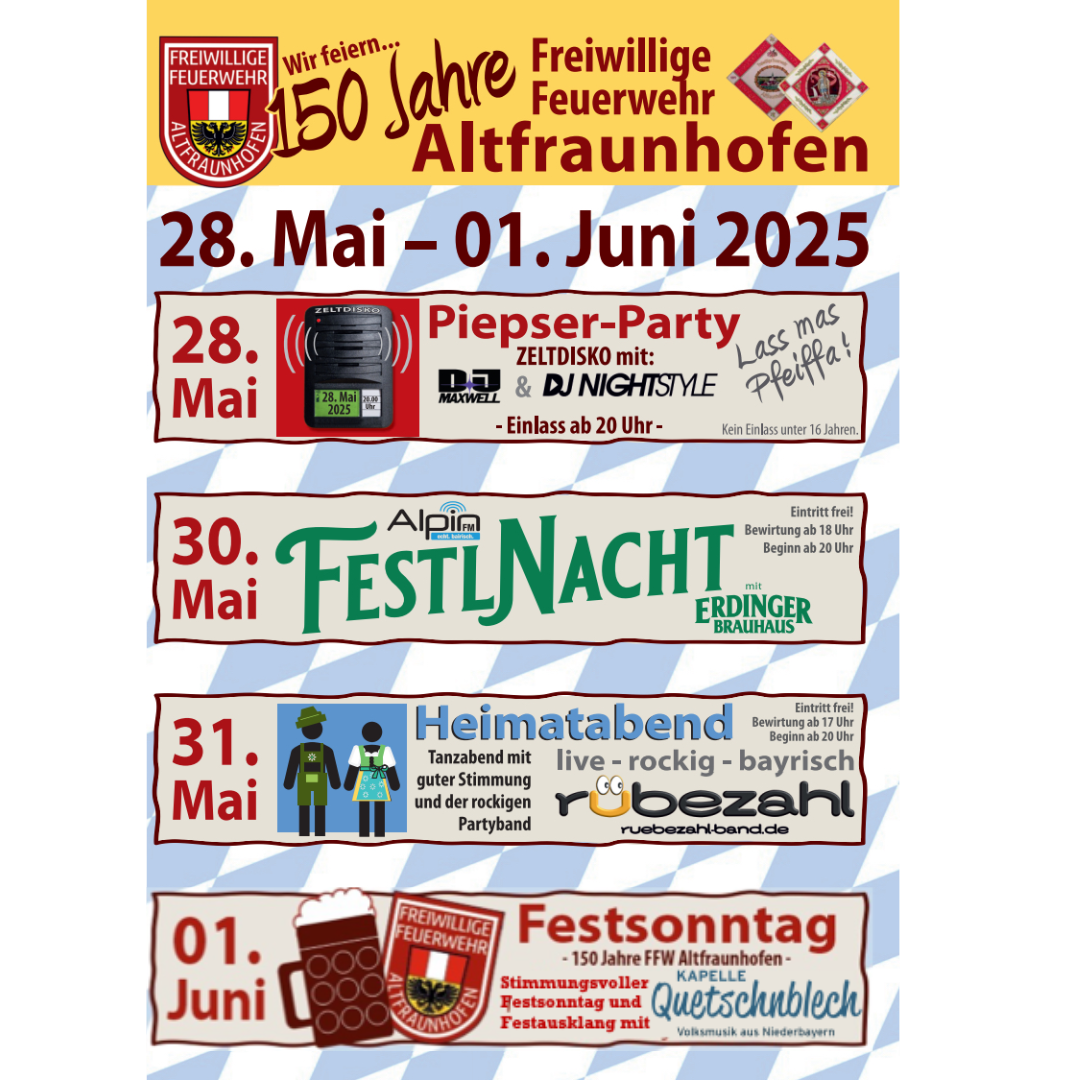 Festprogramm zum 150-jährigen Gründungsfest