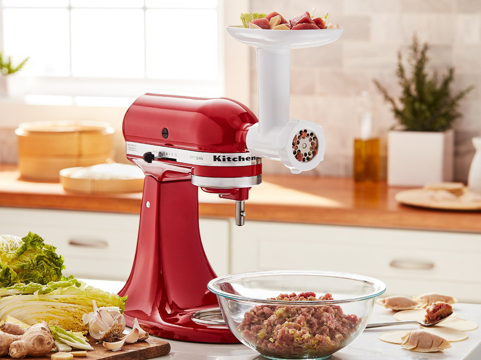 Mixer-attachments-meat-grinder-empire-red-meat-grinder-with-stand-mixer-in-the-kitchen