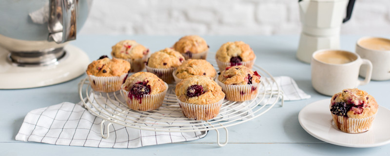 Rhubarb & blackberry muffins