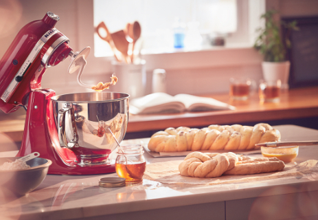 red-mixer-and-dough-hook-with-fresh-bread-made