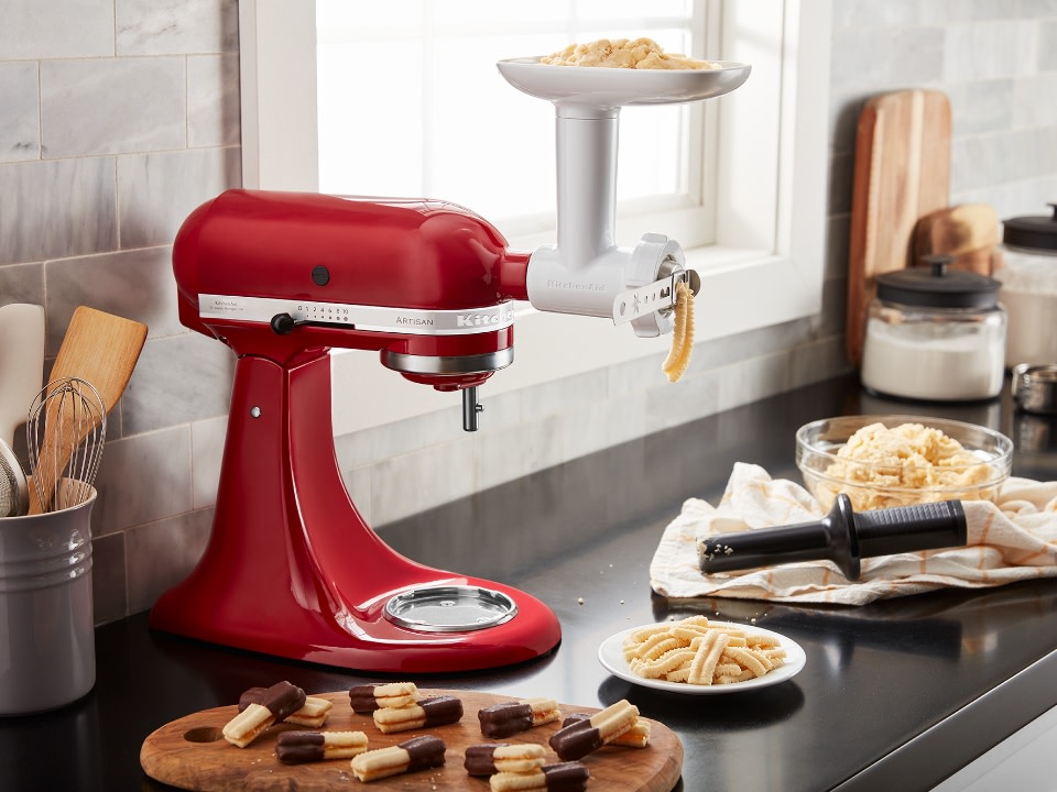 Mixer-attachments-food-grinder-and-cookie-press-attachment-empire-red-mixer-with-cookie-press-attachment-making-cookies