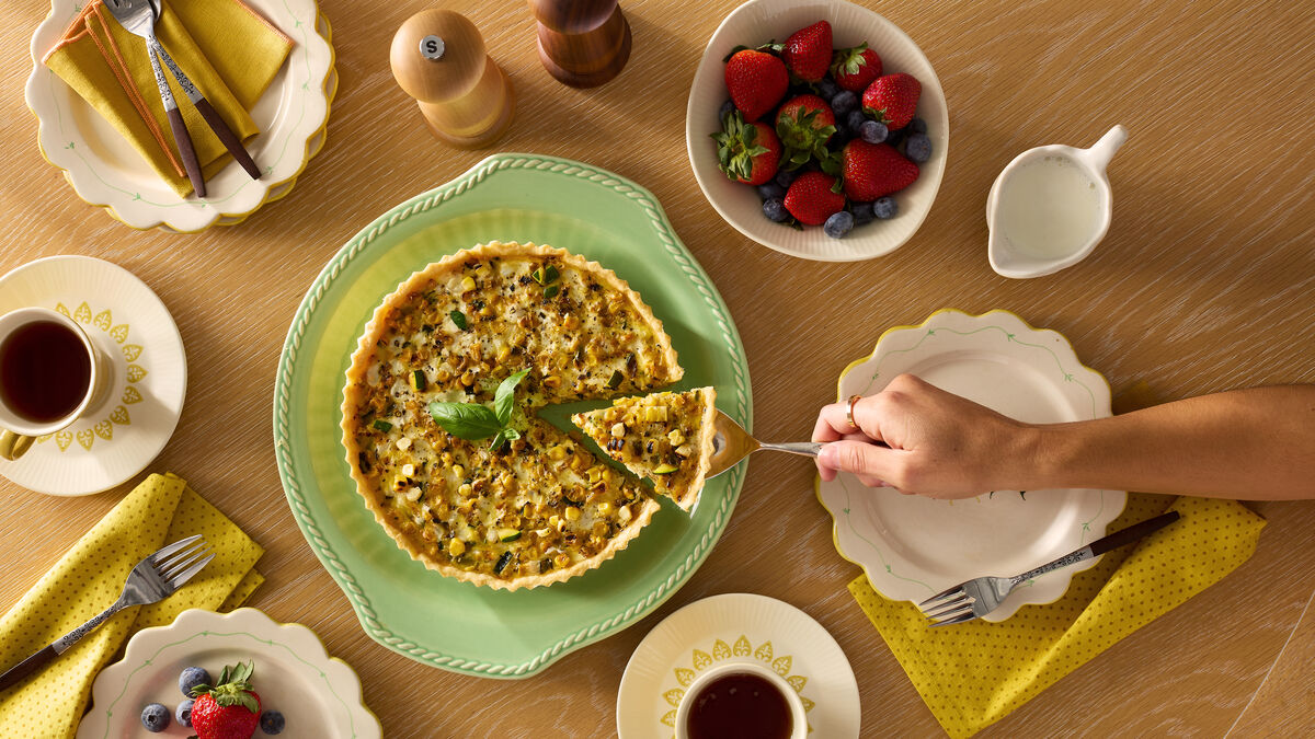 corn courgette mozzarella quiche