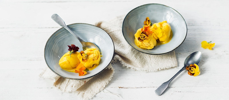 Easy mango basil sorbet