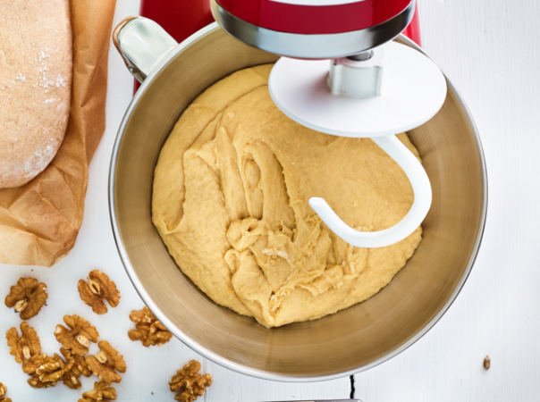 red-mixer-kneading-dough-and-walnuts-with-dough-hook