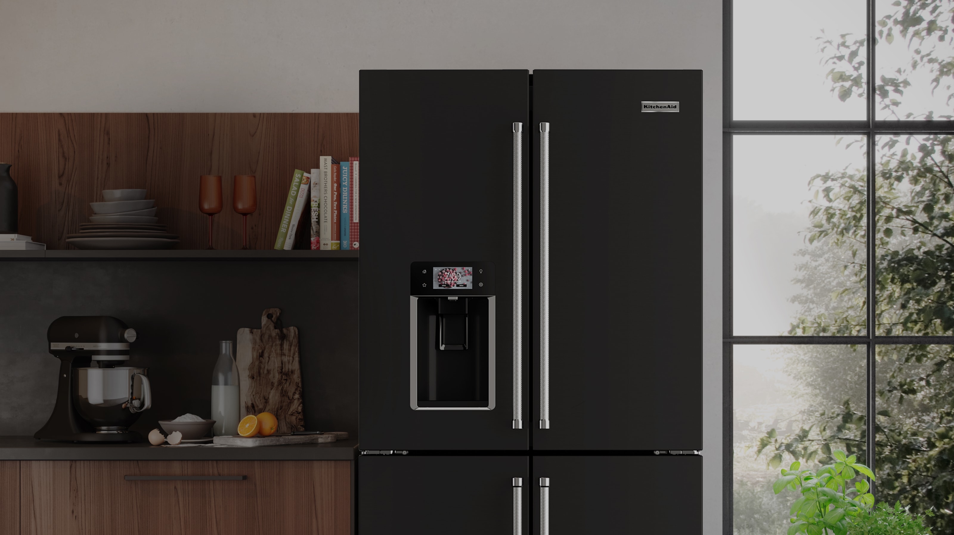 Black-stainless-steel-fridge