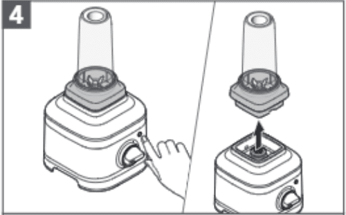 Pressing stop and removing personal jar from the base