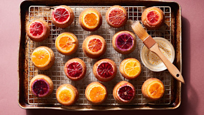 Mini citrus rosemary upside-down cakes