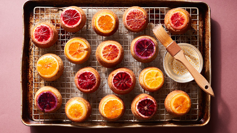 Mini citrus rosemary upside-down cakes
