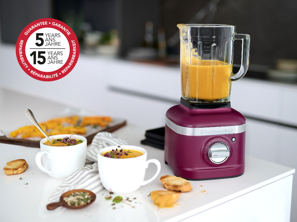 K400-Blender-beetroot-on-countertop-5-year-guarantee