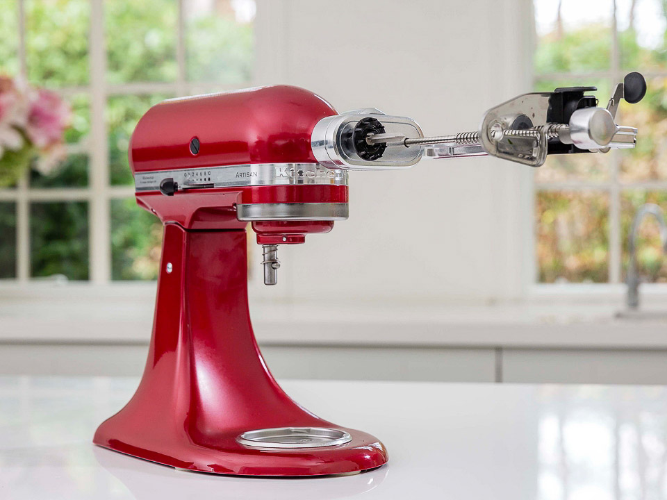 Accessories-spiralizer-to-peel-core-and-slice-empire-red-mixer-with-attachment-in-the-kitchen