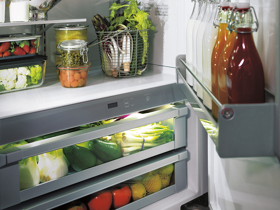 Refrigerator with stacked food