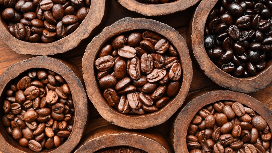 Coffee beans on bowl