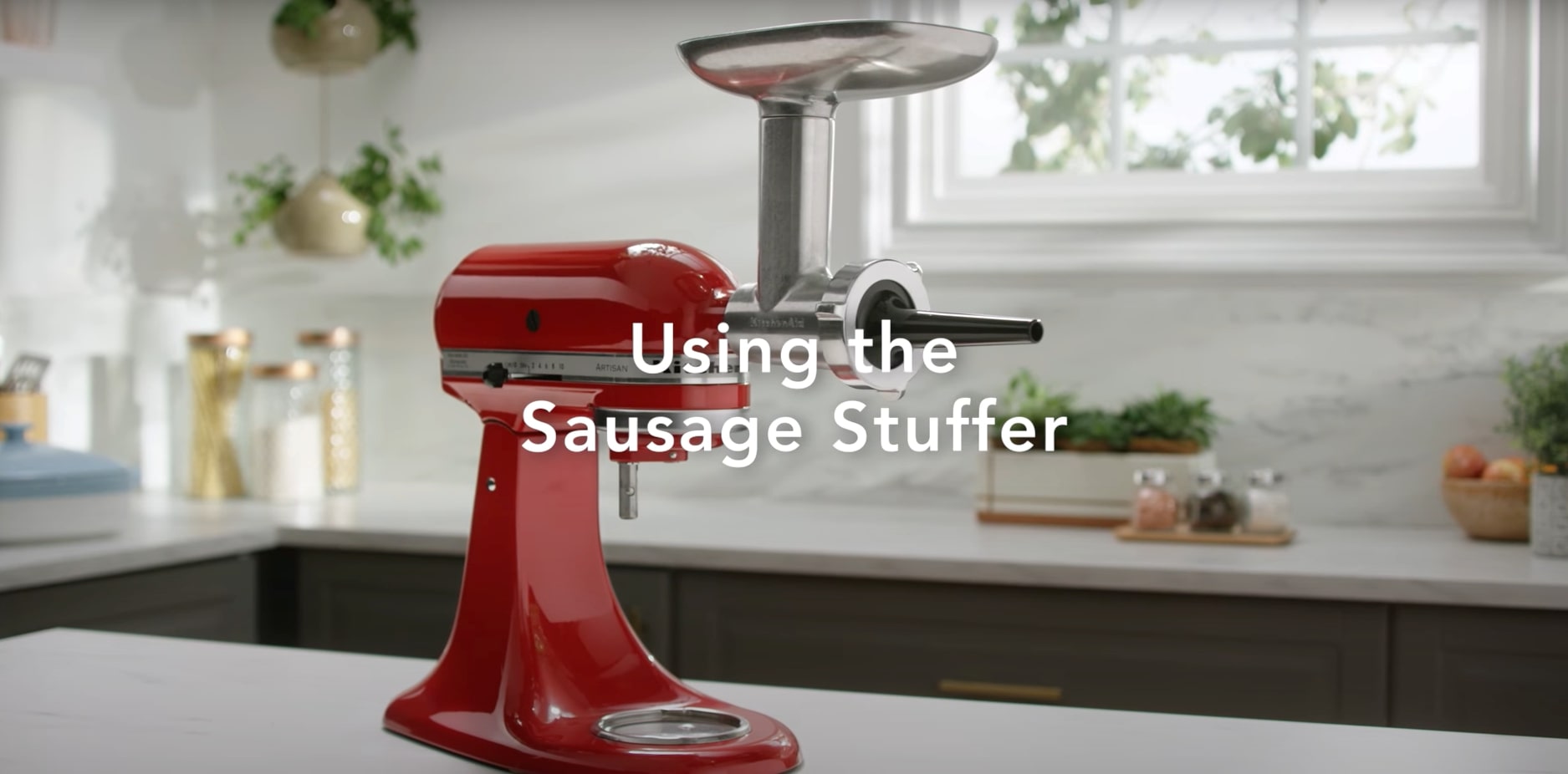 Red-stand-mixer-with-sausage-stuffer