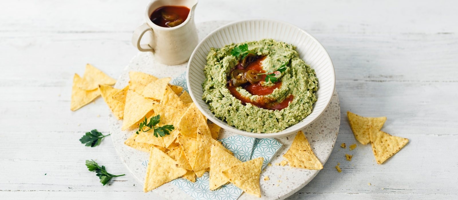 Import-Recipe - Falafel style dip with nachos and sauce