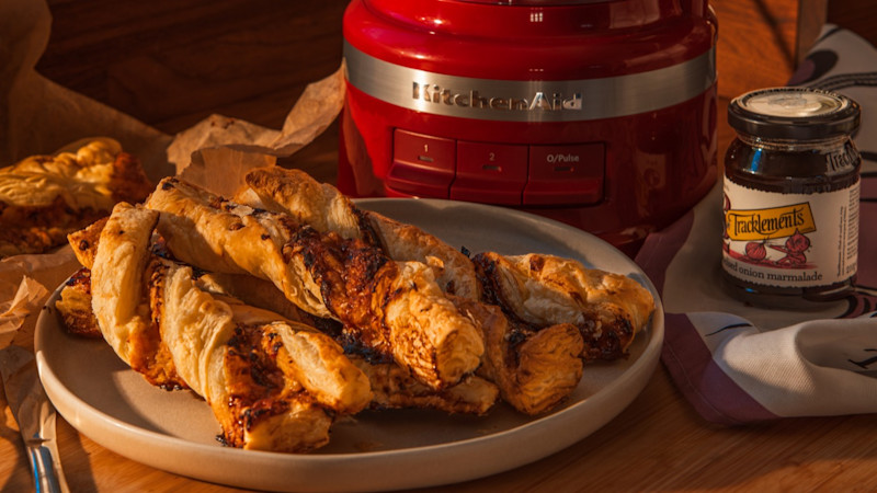 Caramelised Onion Cheese Straws with Tracklements