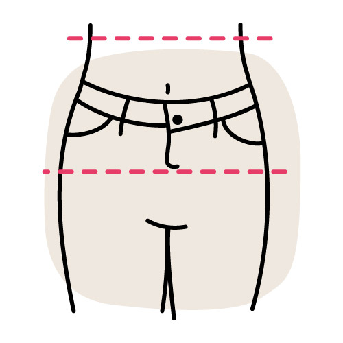 Illustratie van een broek met verlaagde taille