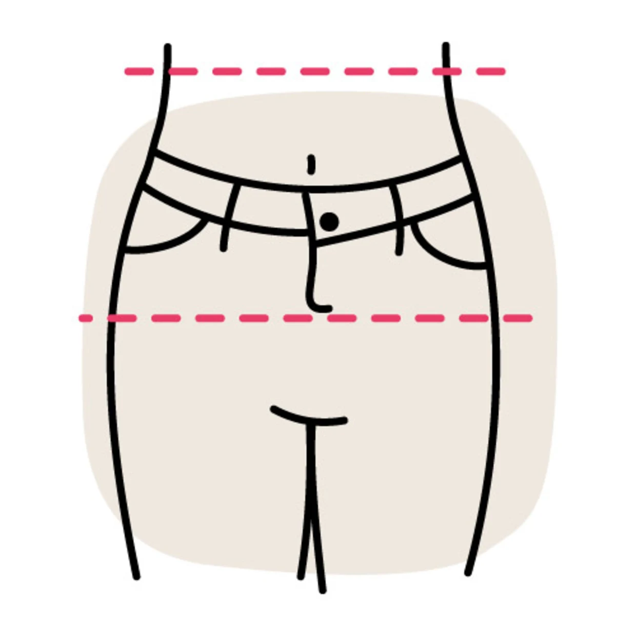 Illustratie van een broek met verlaagde taille Illustratie van een broek met verlaagde taille