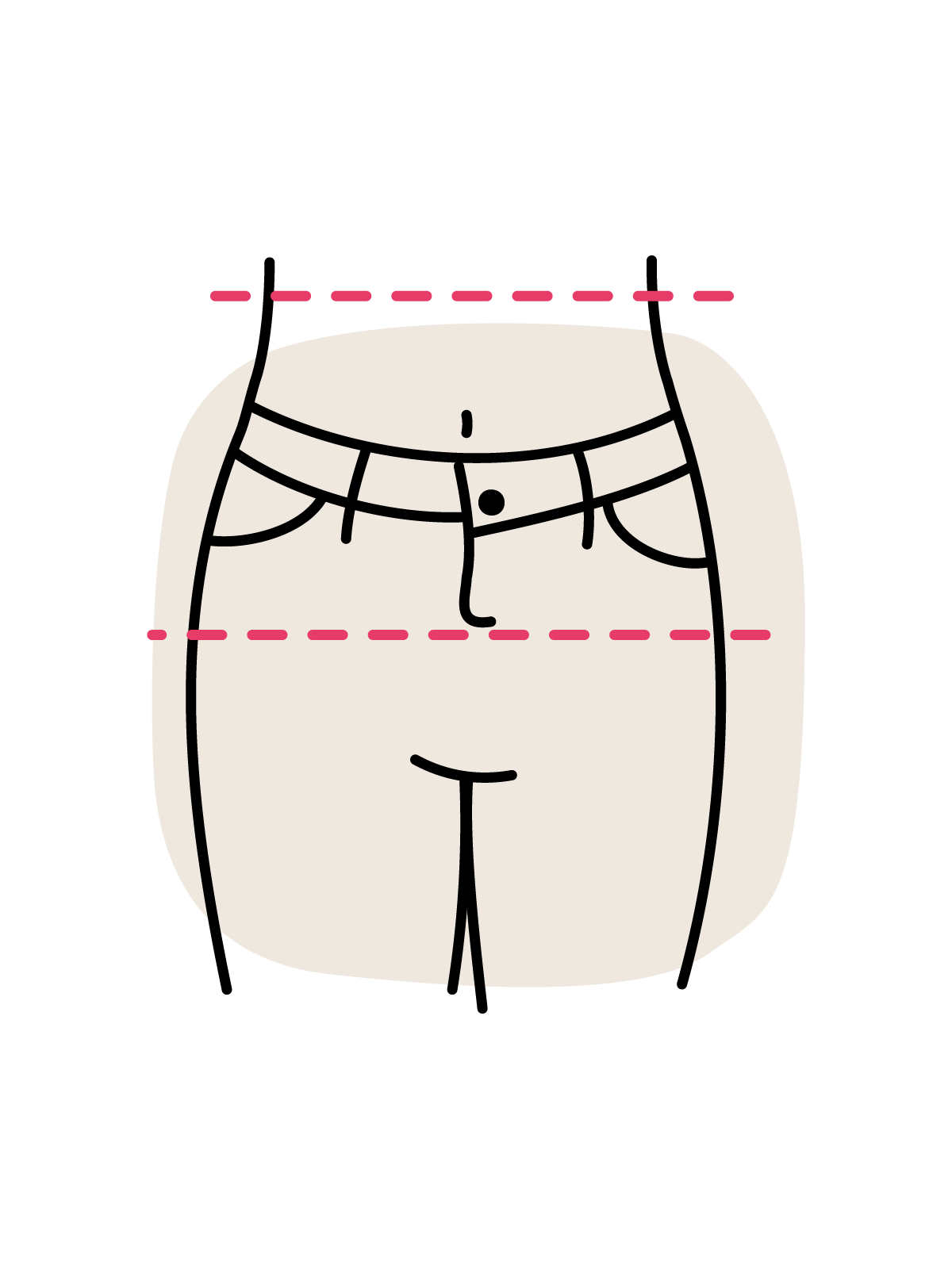 Illustration einer Hose mit vertiefter Leibhöhe