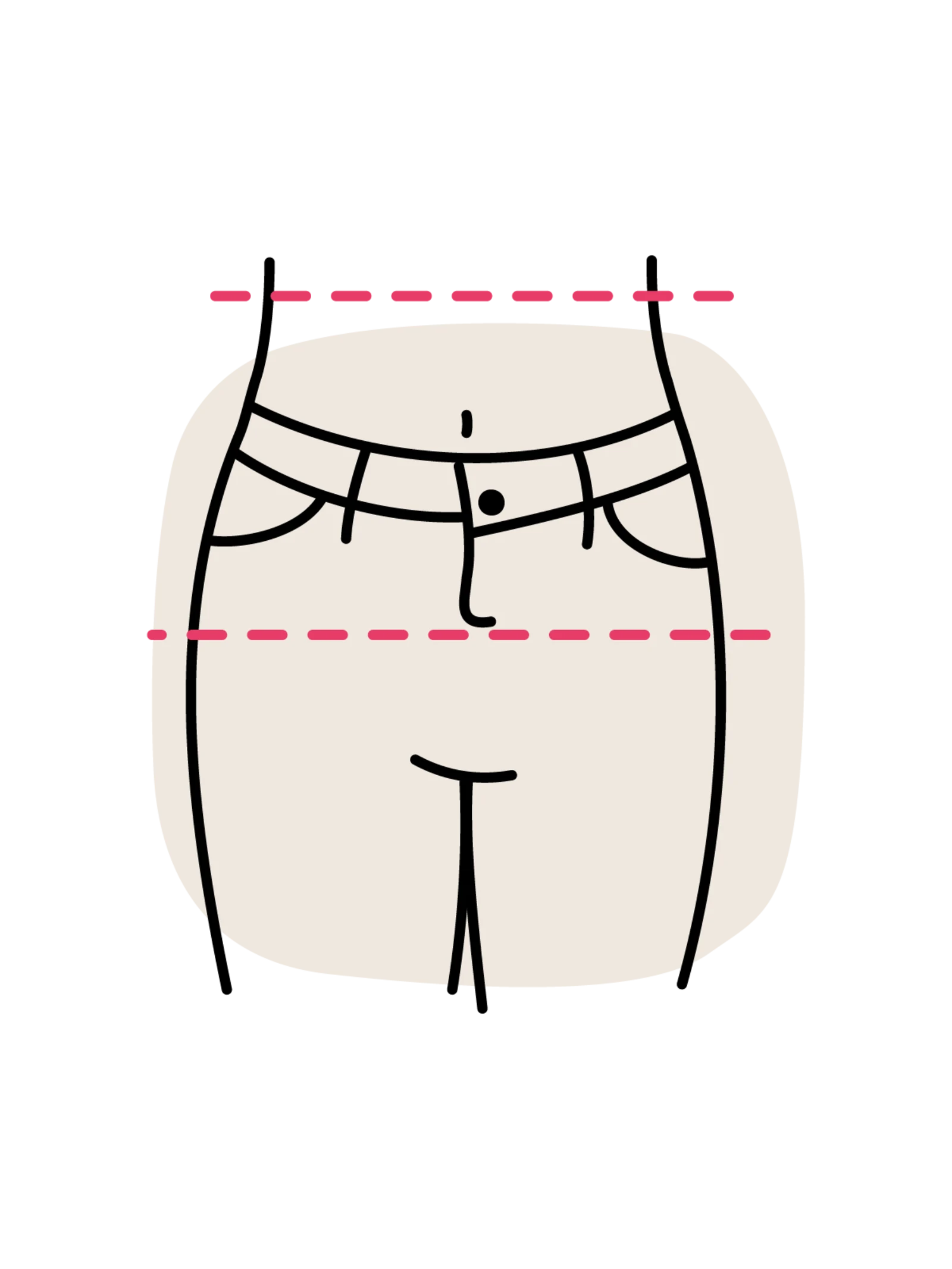 Illustration einer Hose mit vertiefter Leibhöhe Illustration einer Hose mit vertiefter Leibhöhe