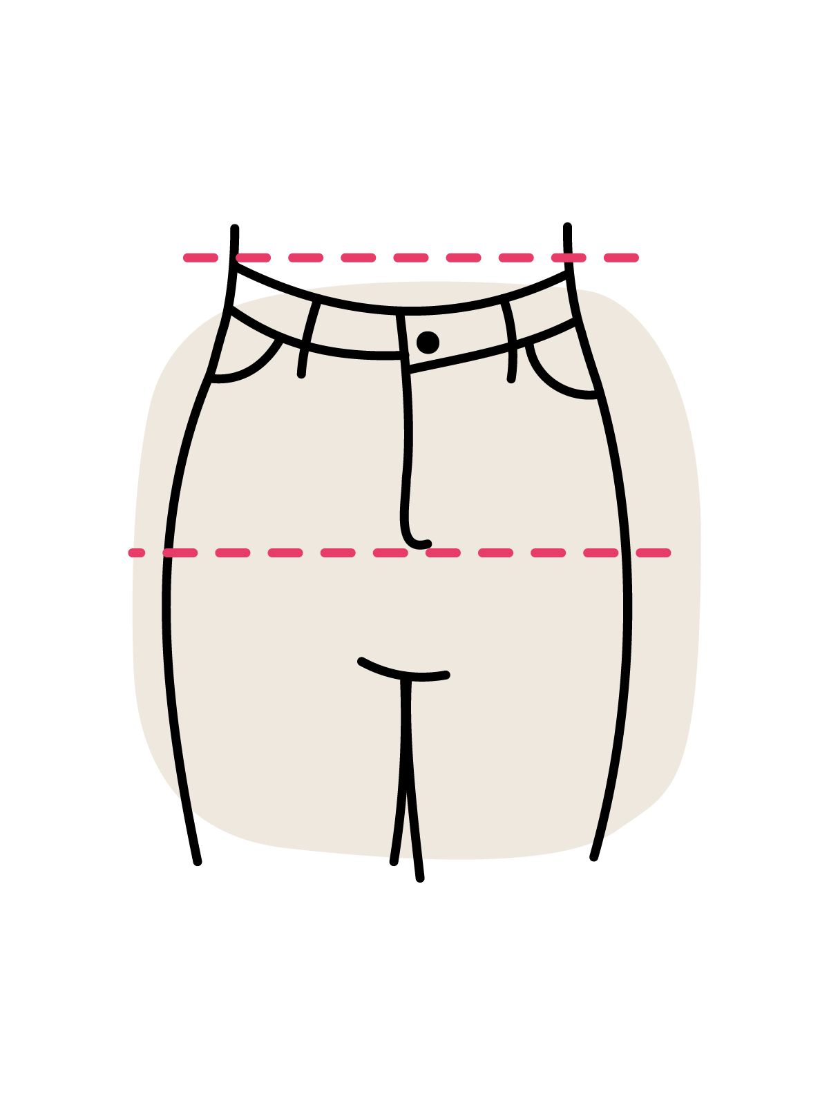 Illustration einer Hose mit erhöhter Leibhöhe