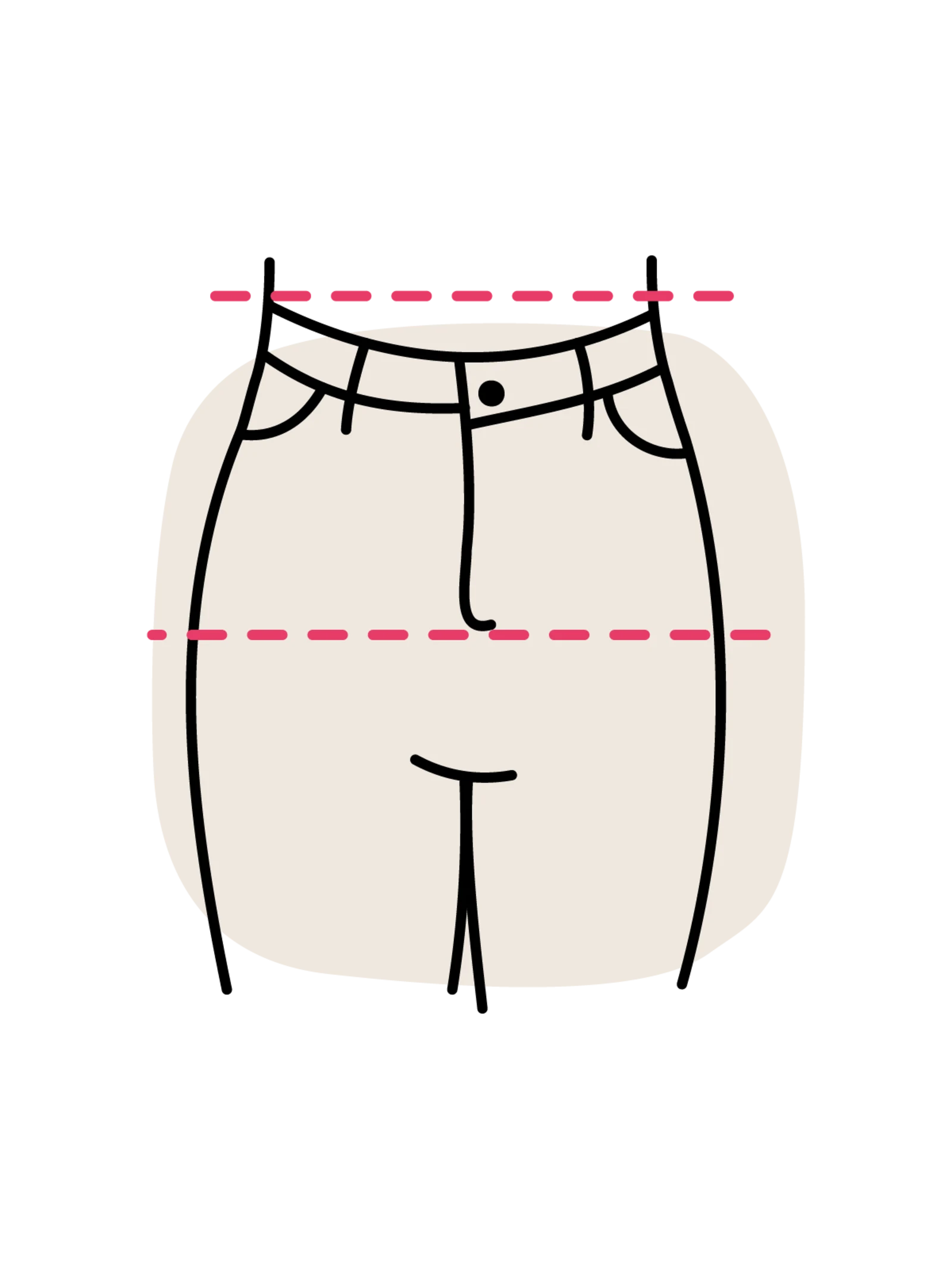Illustration einer Hose mit erhöhter Leibhöhe Illustration einer Hose mit erhöhter Leibhöhe