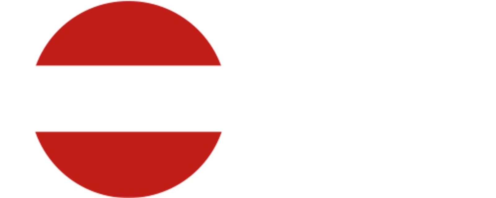 Roter Kreis mit horizontalem weißen Streifen, angelehnt an die österreichische Flagge. Roter Kreis mit horizontalem weißen Streifen, angelehnt an die österreichische Flagge.