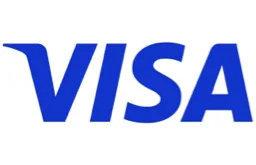 Visa-Logo in blauer Schrift auf weißem Hintergrund. Visa-Logo in blauer Schrift auf weißem Hintergrund.