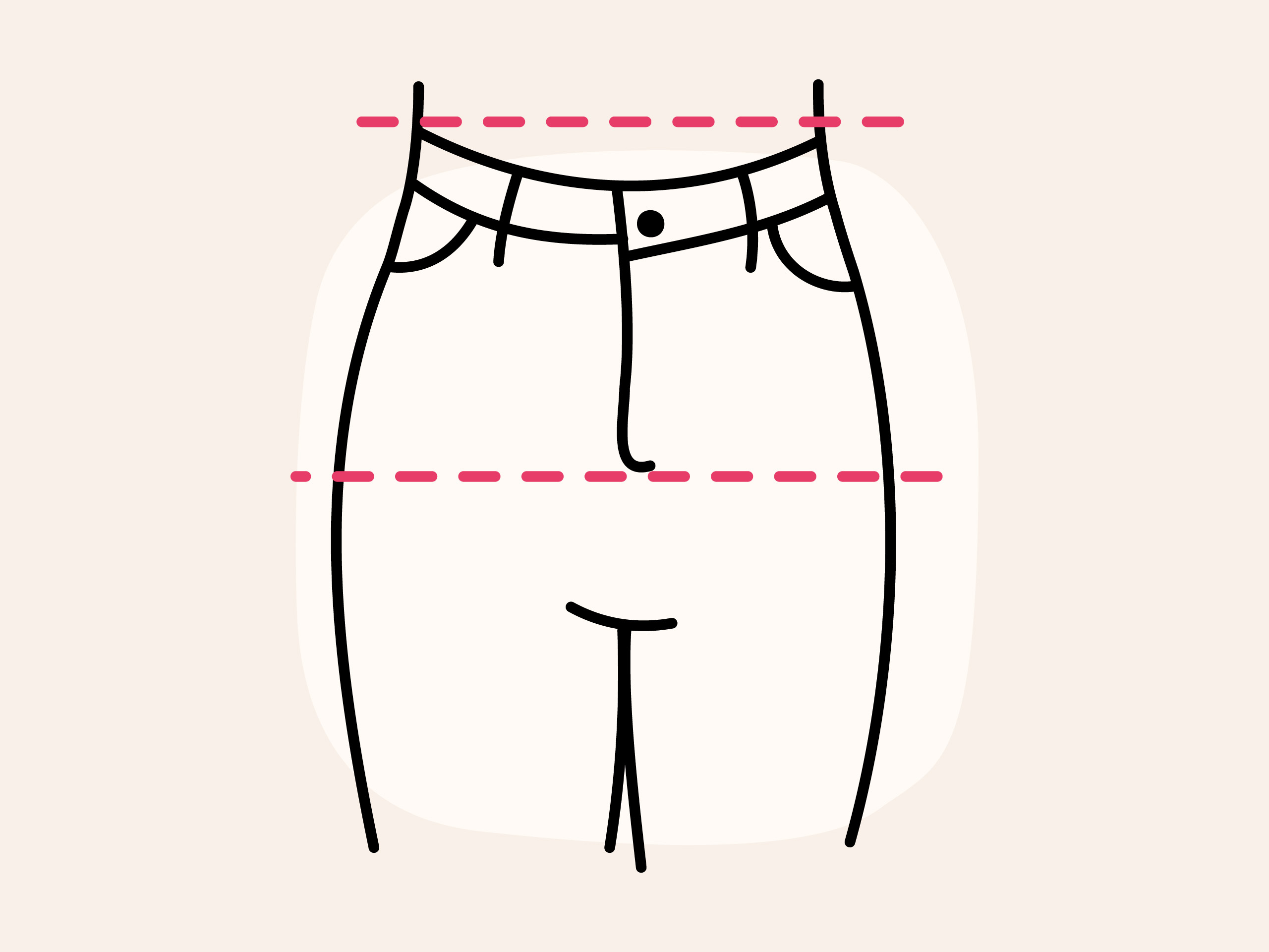 Illustration einer Hose mit erhöhter Leibhöhe