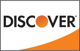 Discover-Logo mit schwarzem Schriftzug und orangefarbenem Kreis auf weißem Hintergrund.