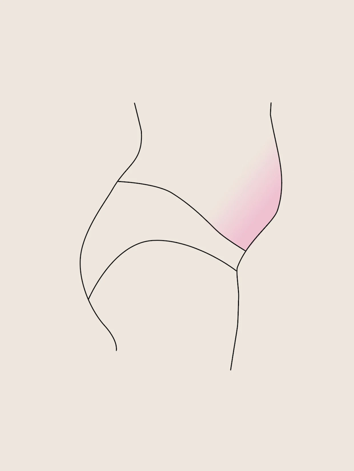 Minimalistische Illustration eines weiblichen Körpers mit rosa Schattierung im Bauchbereich auf beigefarbenem Hintergrund. Minimalistische Illustration eines weiblichen Körpers mit rosa Schattierung im Bauchbereich auf beigefarbenem Hintergrund.