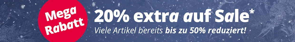 Winter-Sale: 20% Extra-Rabatt auf bereits bis zu 50% reduzierte Artikel. Mega Rabatt Aktion im Shop.