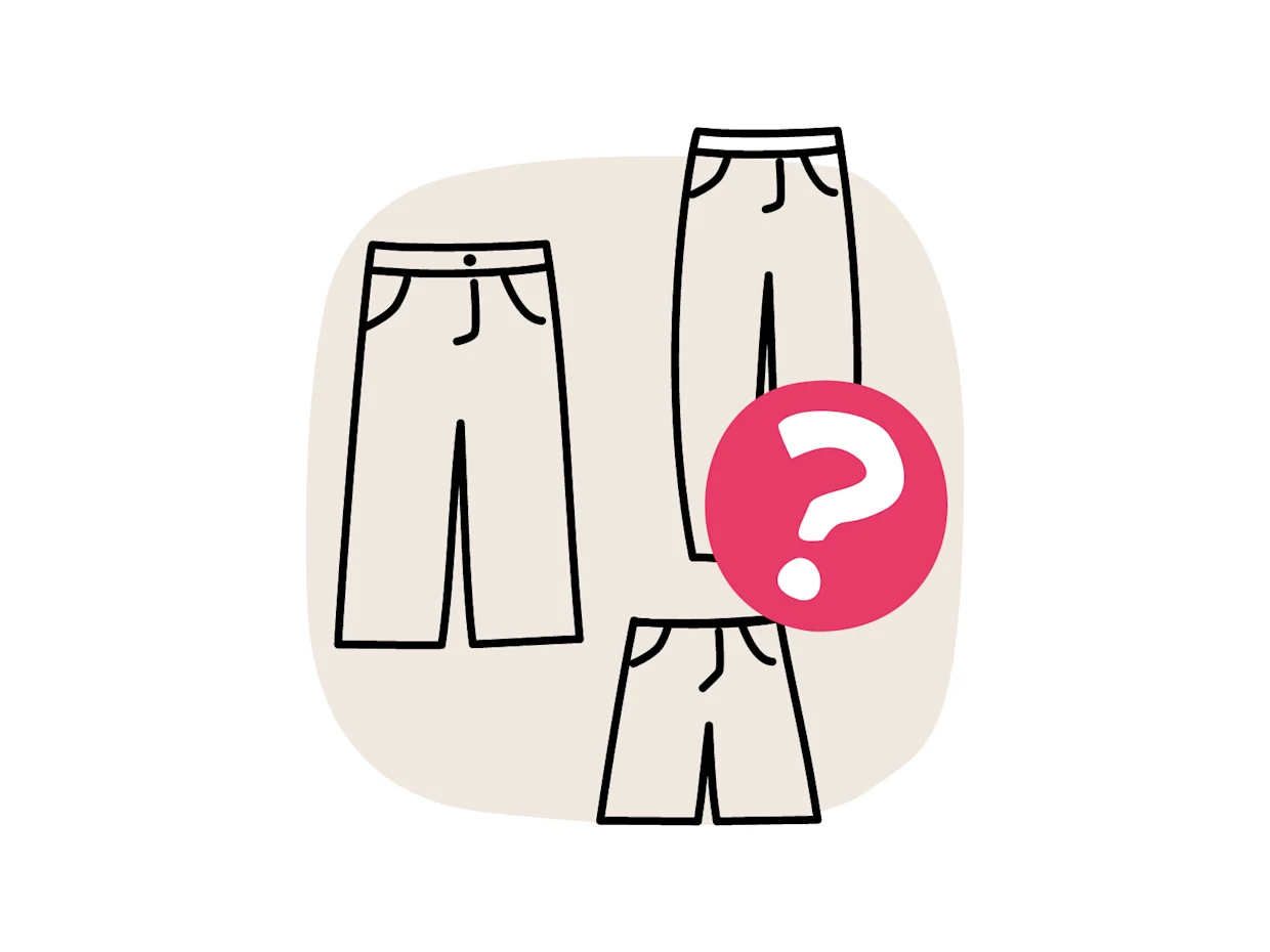 Illustration verschiedener Hosenformen für Herren