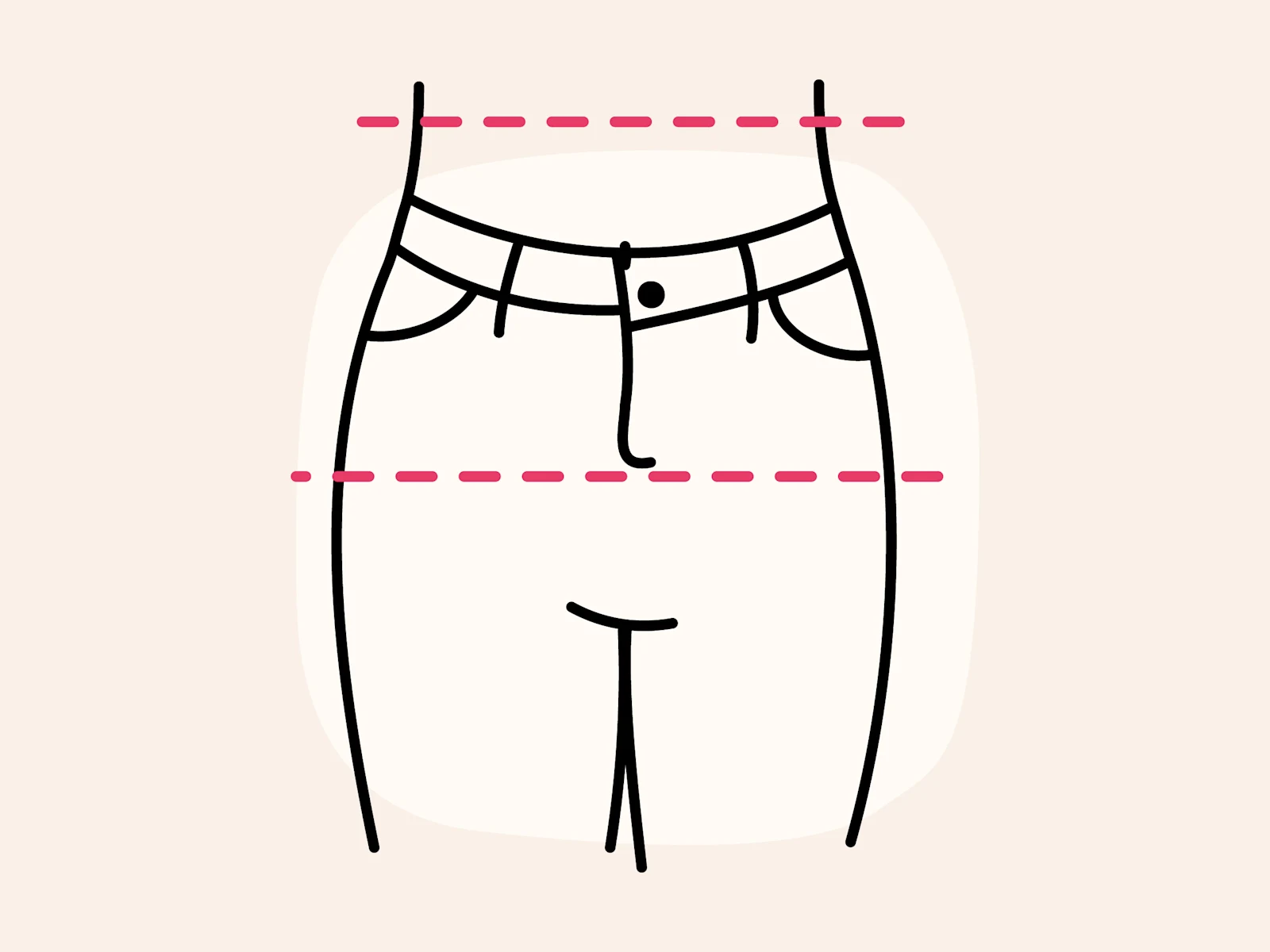 Illustratie van een broek met normale taille Illustratie van een broek met normale taille